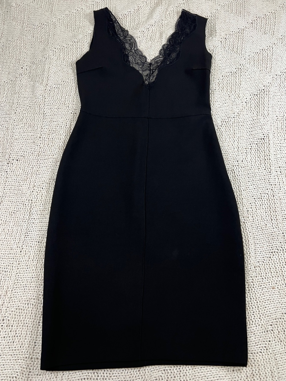 Zara Black Lace-Trim V-Neck Sheath Dress